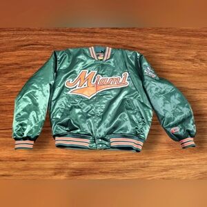 Vintage 80's NCAA Miami Hurricanes Starter Satin Snap Jacket Size Xl Colossem